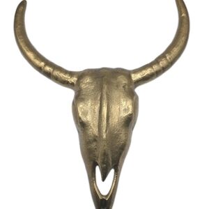 Vintage Brass Plated Longhorn Skull Metal Wall Decor Southwestern Western Bull